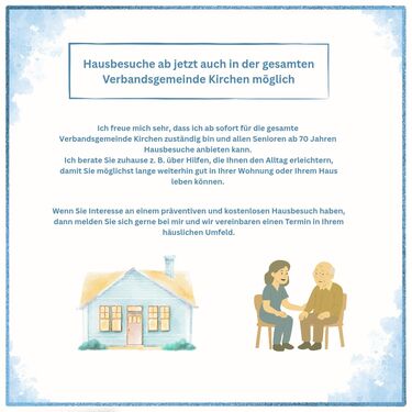 Anzeige mit Hinweis, dass ab sofort Hausbesuche der Gemeindeschwester in der gesamten VG Kirchen möglich sind